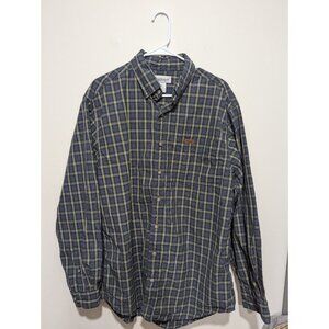 Carhartt Men's L Tall Long  Sleeve Shirt Blue and Tan Plaid